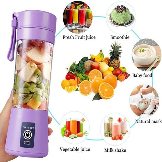 Multi-Color 6-Blade Portable Juicer Mixer – USB Rechargeable & Travel-Friendly